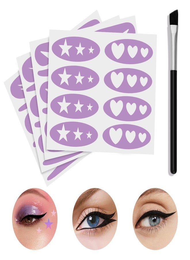 GEUUFEA 4 Sheets Eyeliner Stencil Stickers, Star Eye Winged and Smokey Eyeshadow Applicators Shaper Tool, Makeup Stencils Stickers for All Eye Shapes - Image 1